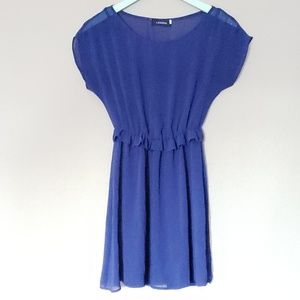 Legend Sheer Overlay Dark Blue Dress